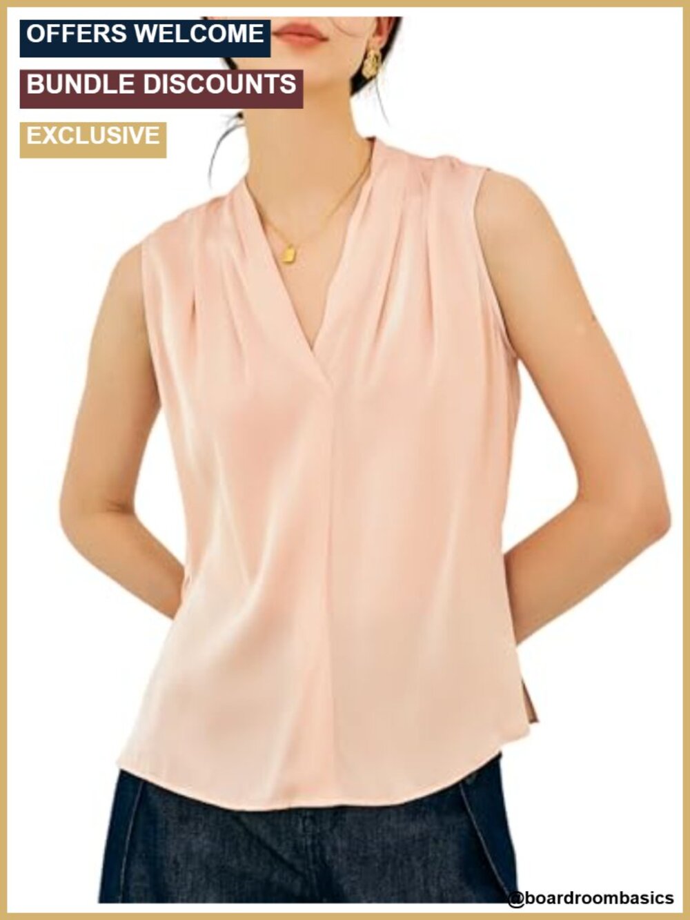 19mm Mulberry Silk Sleeveless Blouse V-Neck Women's Work Top